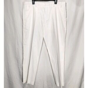 Perry Ellis Mens Portfolio Slim Fit 49 x 30 Ivory Linen‎ Chino Pants